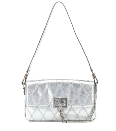 Shop Givenchy Pocket Faux Leather Shoulder Bag In Silver