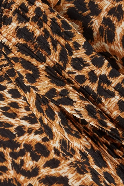 Shop Nanushka Luma Leopard-print Stretch Plissé-jersey Straight-leg Pants In Leopard Print