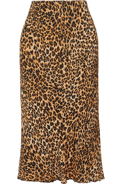 Shop Nanushka Zarina Leopard-print Stretch Plissé-jersey Midi Skirt In Leopard Print