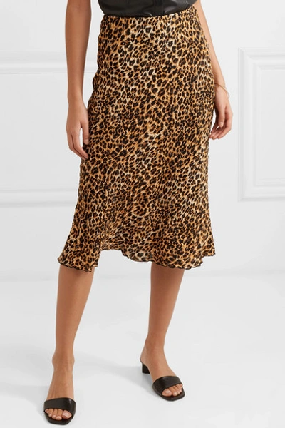 Shop Nanushka Zarina Leopard-print Stretch Plissé-jersey Midi Skirt In Leopard Print