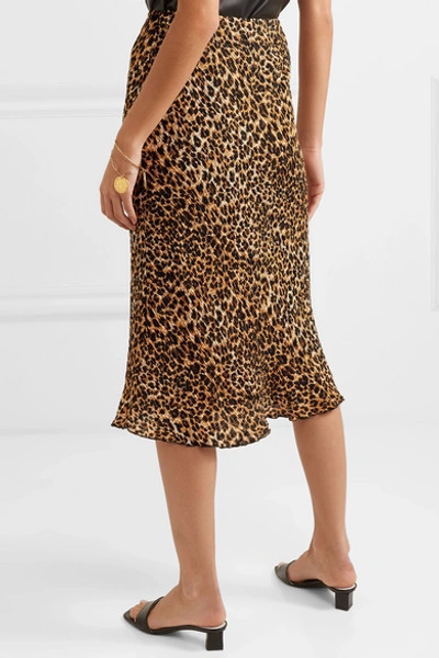 Shop Nanushka Zarina Leopard-print Stretch Plissé-jersey Midi Skirt In Leopard Print