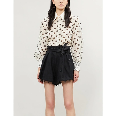 Shop Zimmermann Corsage Linen Shorts In Black