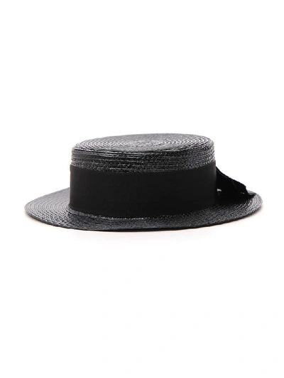 Shop Saint Laurent Boater Hat In Black