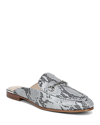 Shop Sam Edelman Women's Linnie Mules In Soft Silver Embossed Leather