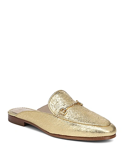 Shop Sam Edelman Women's Linnie Mules In Bright Gold Crackled Leather