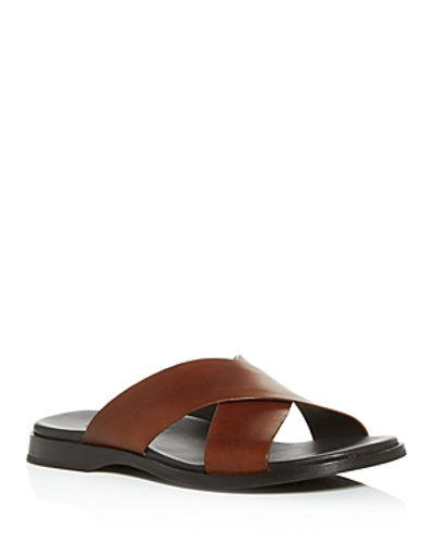 Shop Cole Haan Men's Goldwyn 2.0 Crisscross Leather Slide Sandals In Tan