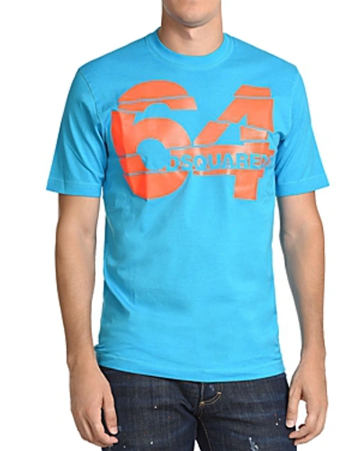 Shop Dsquared2 64 Logo Graphic Tee In Baby Blue