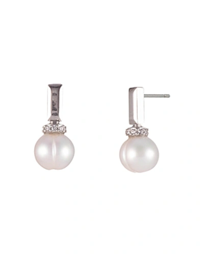 Shop Carolee Cultured Freshwater Pearl Small Drop Earrings In Sterling Silver In Silver/white