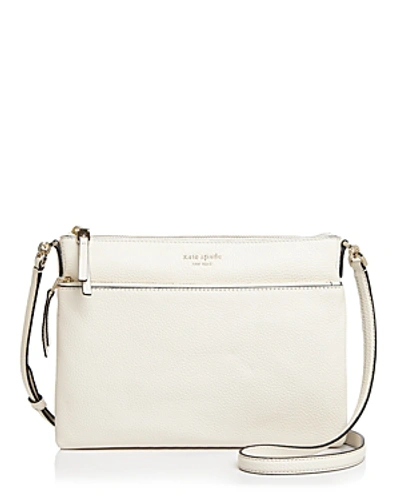 Shop Kate Spade Medium Pebbled Leather Crossbody In Parchment/gold
