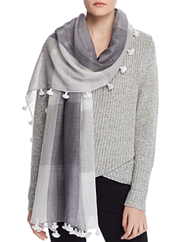 Shop Eileen Fisher Organic Cotton Checked Scarf In Pearl