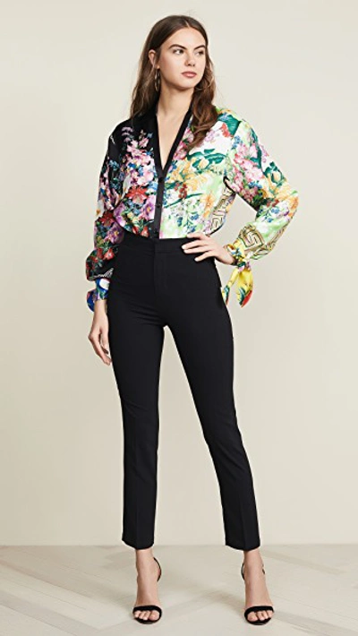 Shop Versace V Neck Top In Multi