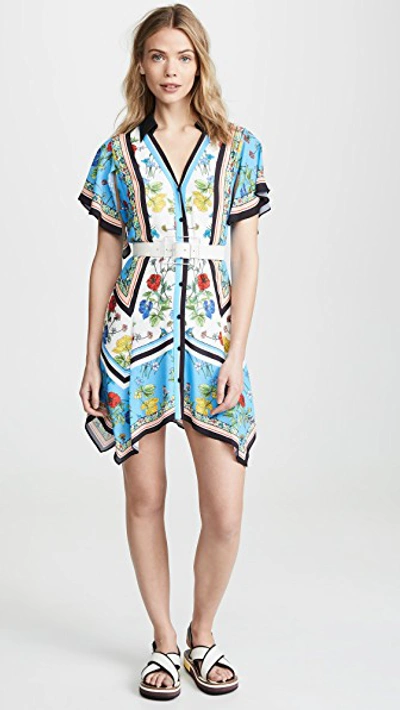 Shop Alice And Olivia Conner Handkerchief Shirtdress In Scarf Print
