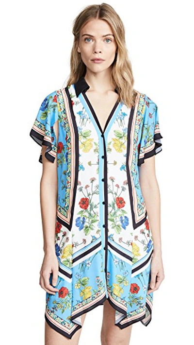 Shop Alice And Olivia Conner Handkerchief Shirtdress In Scarf Print