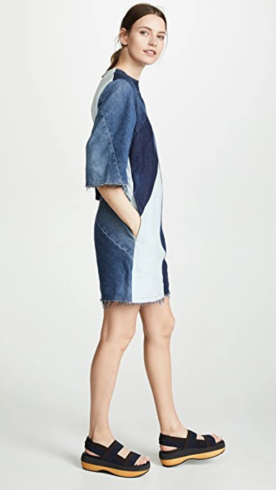 Shop Acne Studios Dylane Artisanal Dress In Indigo