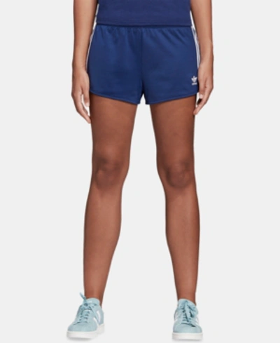 Shop Adidas Originals Adicolor 3-stripe Shorts In Dark Blue
