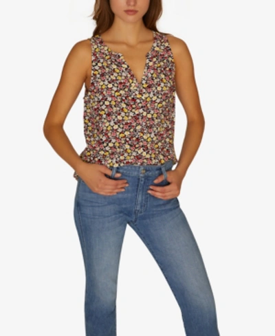 Shop Sanctuary Craft Sleeveless Floral-print Top In Red Multi