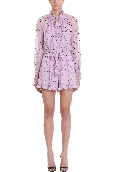 Shop Zimmermann Ninety-six Neck Tie Playsuit In Rose-pink