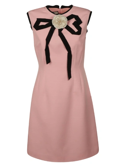 Shop Gucci Floral Applique Dress In Pink