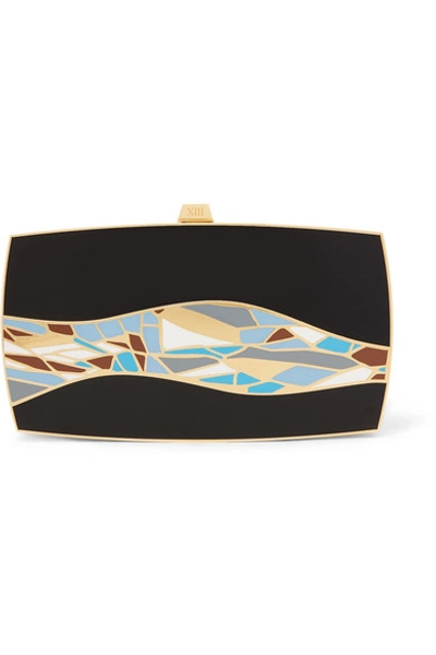 Shop 13bc The First Wave Gold-tone And Enamel Clutch In Black