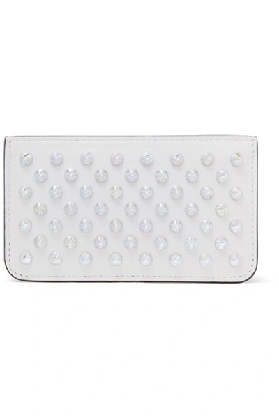 Shop Christian Louboutin Credilou Spiked Leather Cardholder In White