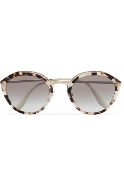 Shop Prada Round-frame Tortoiseshell Acetate And Silver-tone Sunglasses