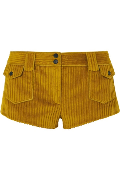 Shop Saint Laurent Corduroy Shorts In Yellow