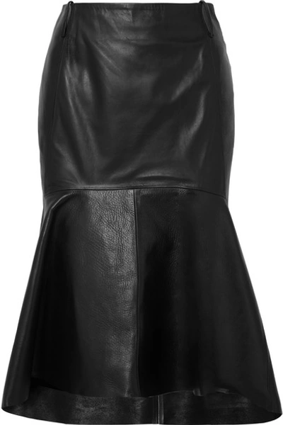 Shop Balenciaga Fluted Leather Skirt