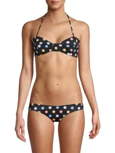 Shop Caroline Constas Kali Polka-dot Halter Bikini Top In Black Multi