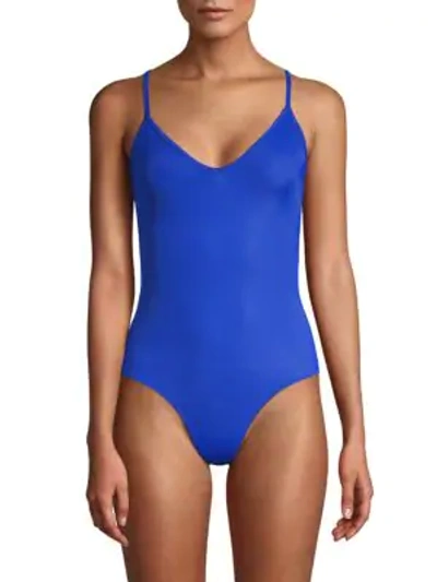 Shop Oye Swimwear Nora One-piece Scoopneck Swimsuit In Deep Blue