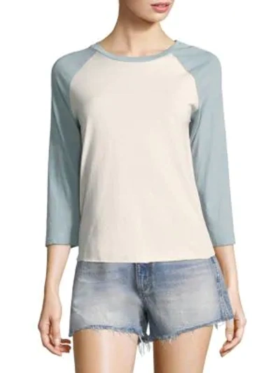 Shop Amo Babes Unite Raglan Top In Off White Baby Blue