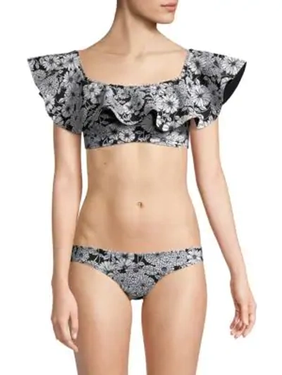 Shop Lisa Marie Fernandez Mira Floral Flounce Bikini Set