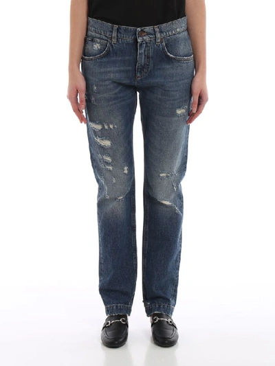 Shop Dolce & Gabbana Distressed Effect Jeans In Var