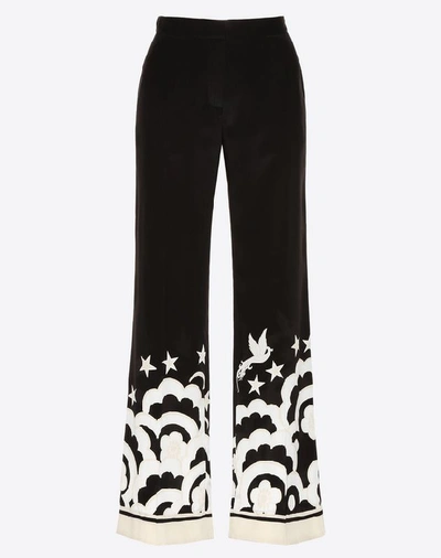 Shop Valentino Phoenix Crepe De Chine Pyjama Trousers Women Black 100% Silk 38
