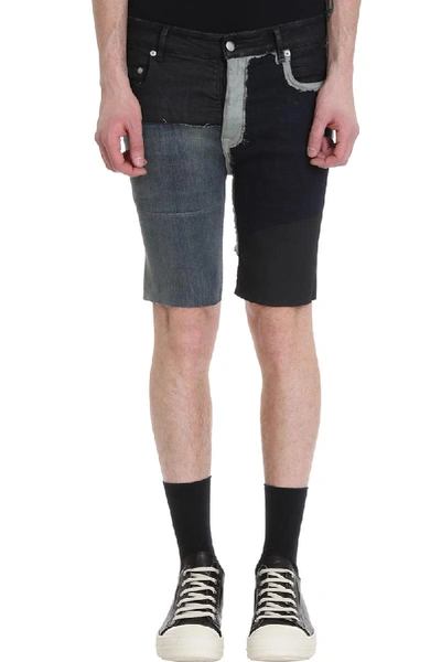 Shop Rick Owens Babel Tyrone Blu And Light Blue Denim Short In Black