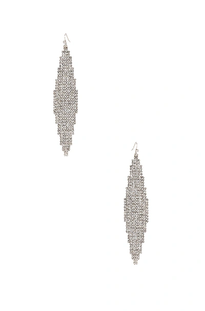Shop Saint Laurent Mesh Chandelier Earrings In Silver & Crystal