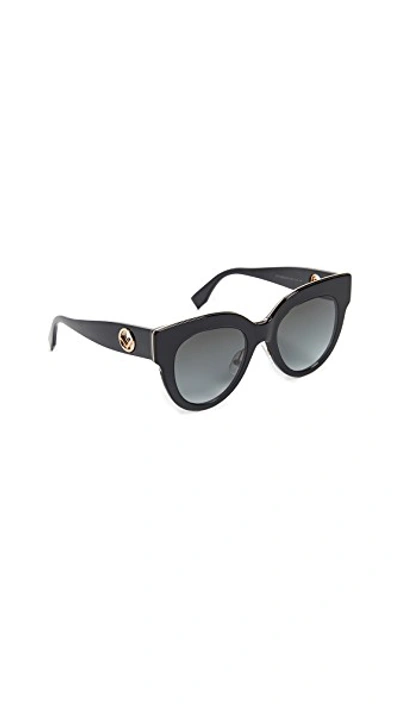 Shop Fendi Round Acetate Sunglasses In Black