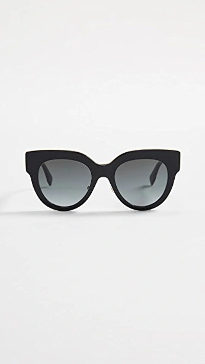 Shop Fendi Round Acetate Sunglasses In Black