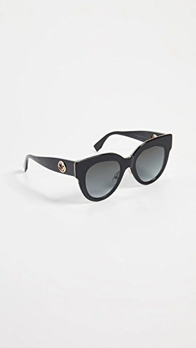 Shop Fendi Round Acetate Sunglasses In Black