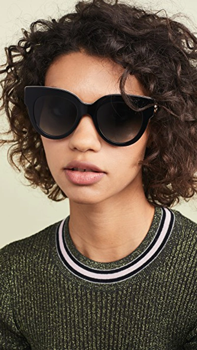 Shop Fendi Round Acetate Sunglasses In Black