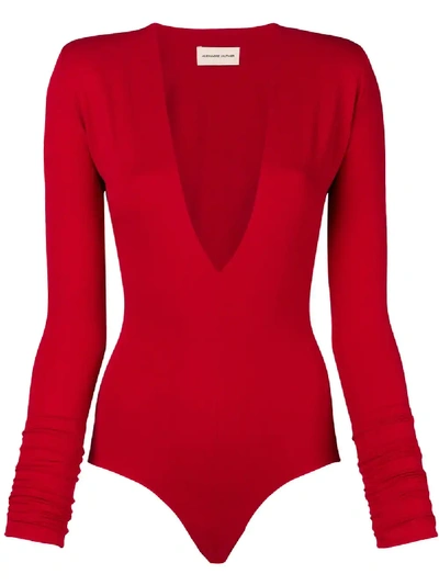 Shop Alexandre Vauthier Plunging Neck Fitted Body - Red