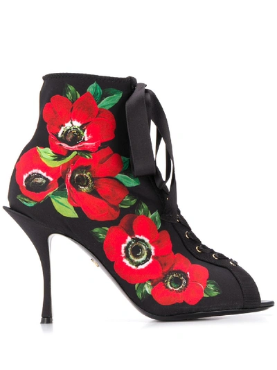 Shop Dolce & Gabbana Printed Stretch Jersey Boots - Red