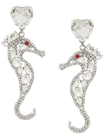 Shop Alessandra Rich Crystal Seahorse Earrings In Metallic