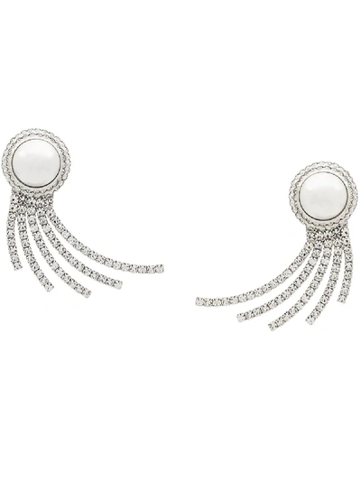 Shop Alessandra Rich Embellished Wave Clip-on Earrings - Metallic