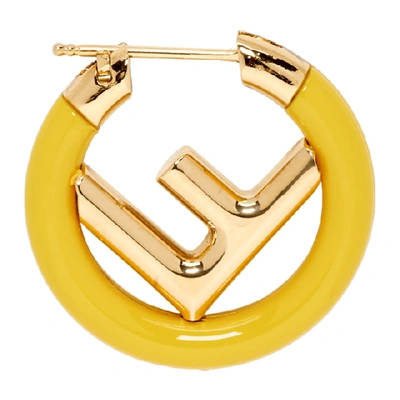 Shop Fendi Gold And Yellow F Is  Earring In F07mz Yello
