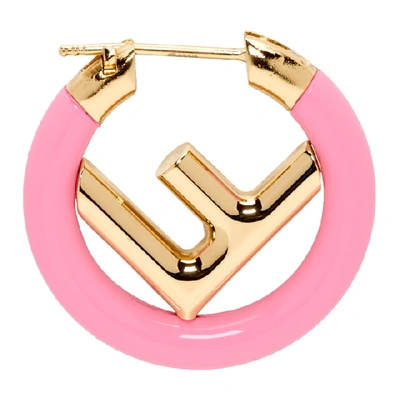 Shop Fendi Gold And Pink F Is  Earring In F1799 Pink