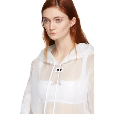 Shop Off-white White Sheer Cropped Hoodie In White/black