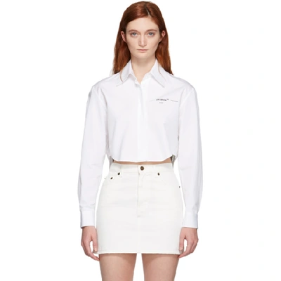 Shop Off-white White Basic Crop Shirt In White/black