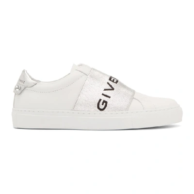 Shop Givenchy White And Silver Elastic Urban Knots Sneakers In 040 Silver