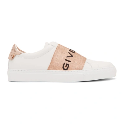 Shop Givenchy White & Copper Elastic Urban Knot Sneakers