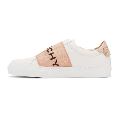 Shop Givenchy White & Copper Elastic Urban Knot Sneakers